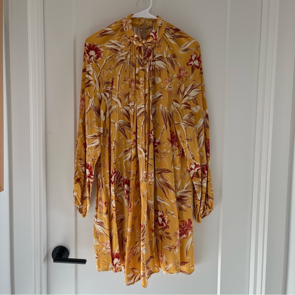 H&M Floral Long Sleeve Dress - beautiful draping, mock neck, shift silhouette